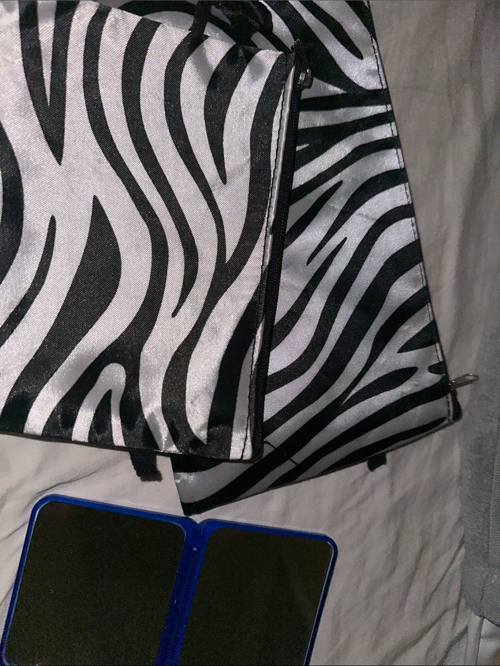 Zebra Print Satin Bag - Black & White